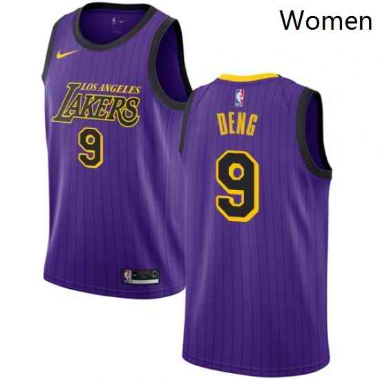 Womens Nike Los Angeles Lakers 9 Luol Deng Swingman Purple NBA Jersey City Edition